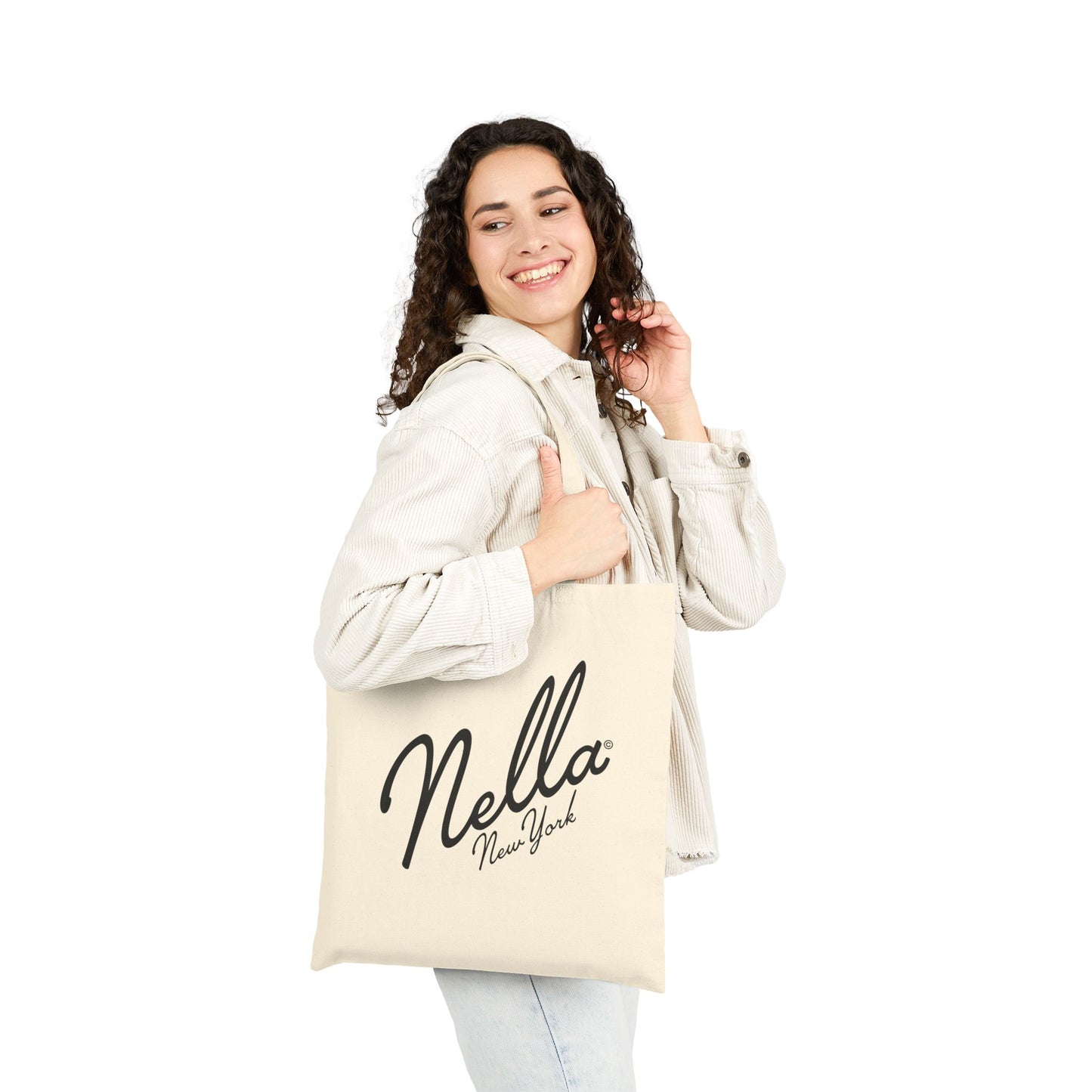 NELLA "SCRIPT BAG" Cotton Canvas Tote Bag