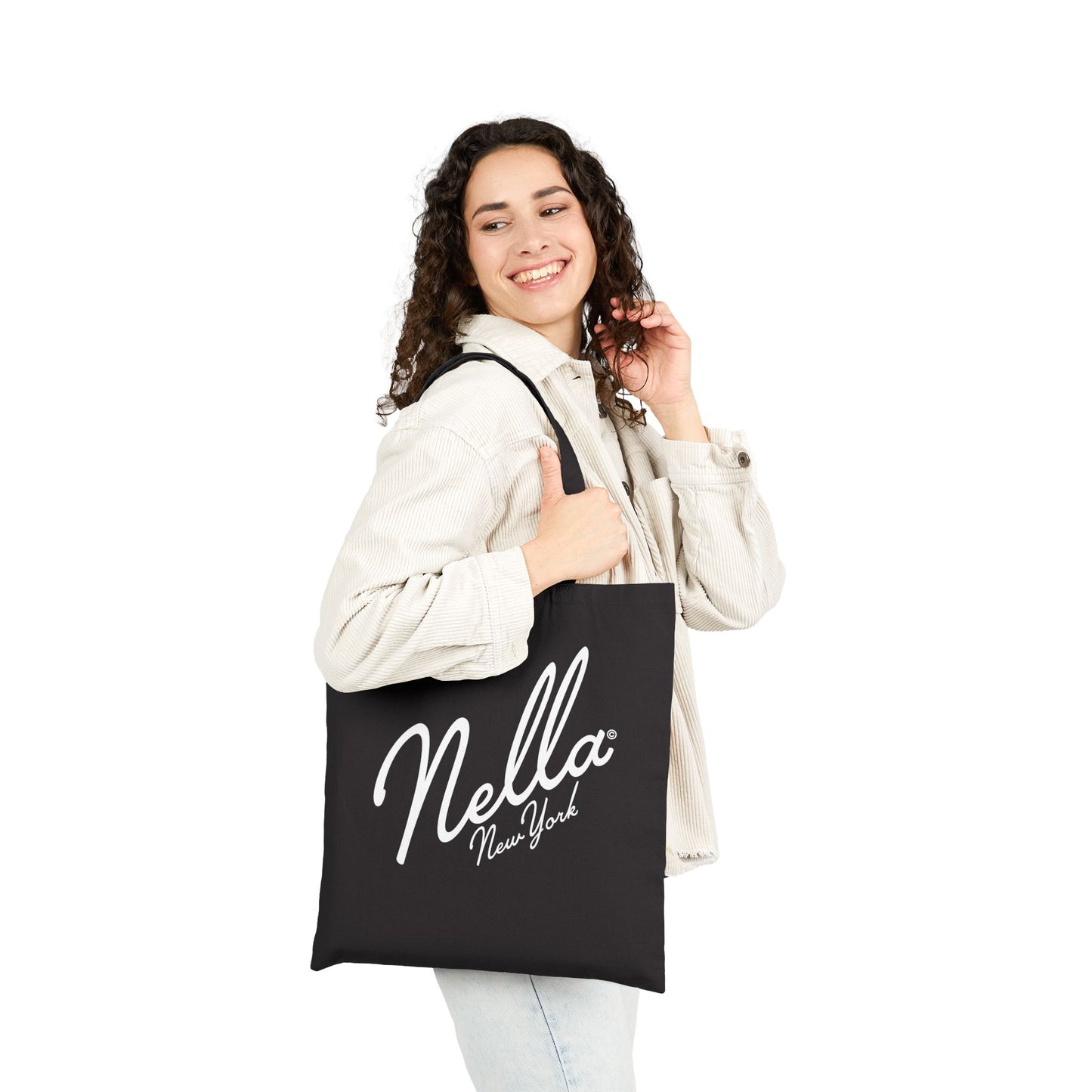 NELLA "SCRIPT BAG" Cotton Canvas Tote Bag