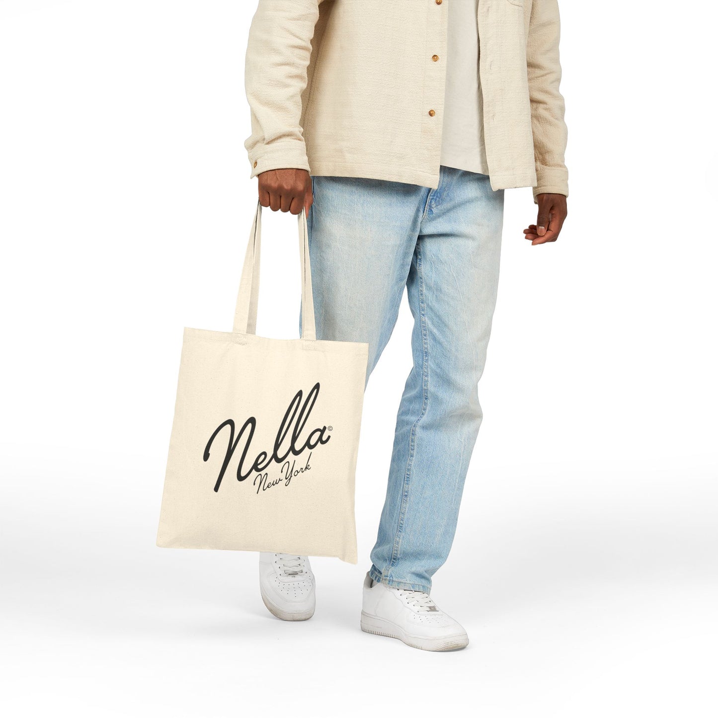NELLA "SCRIPT BAG" Cotton Canvas Tote Bag