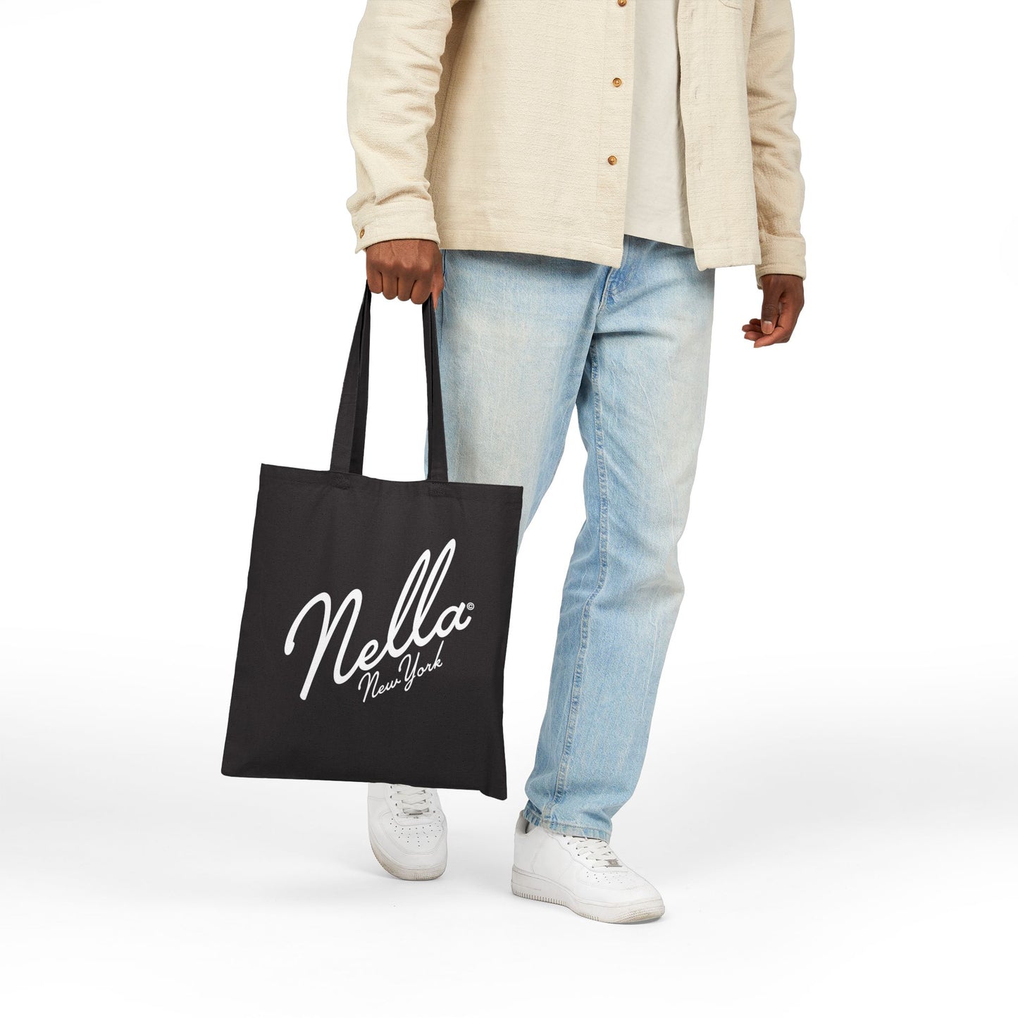 NELLA "SCRIPT BAG" Cotton Canvas Tote Bag