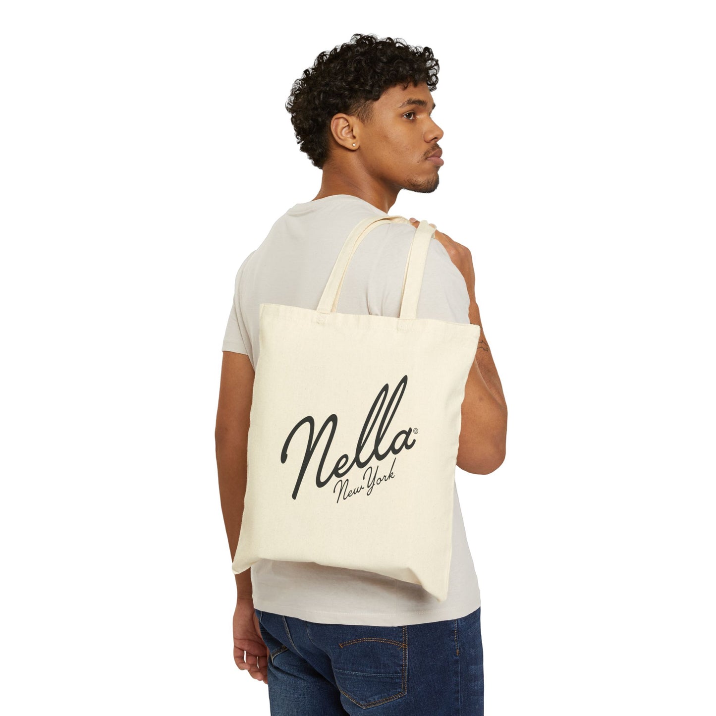 NELLA "SCRIPT BAG" Cotton Canvas Tote Bag