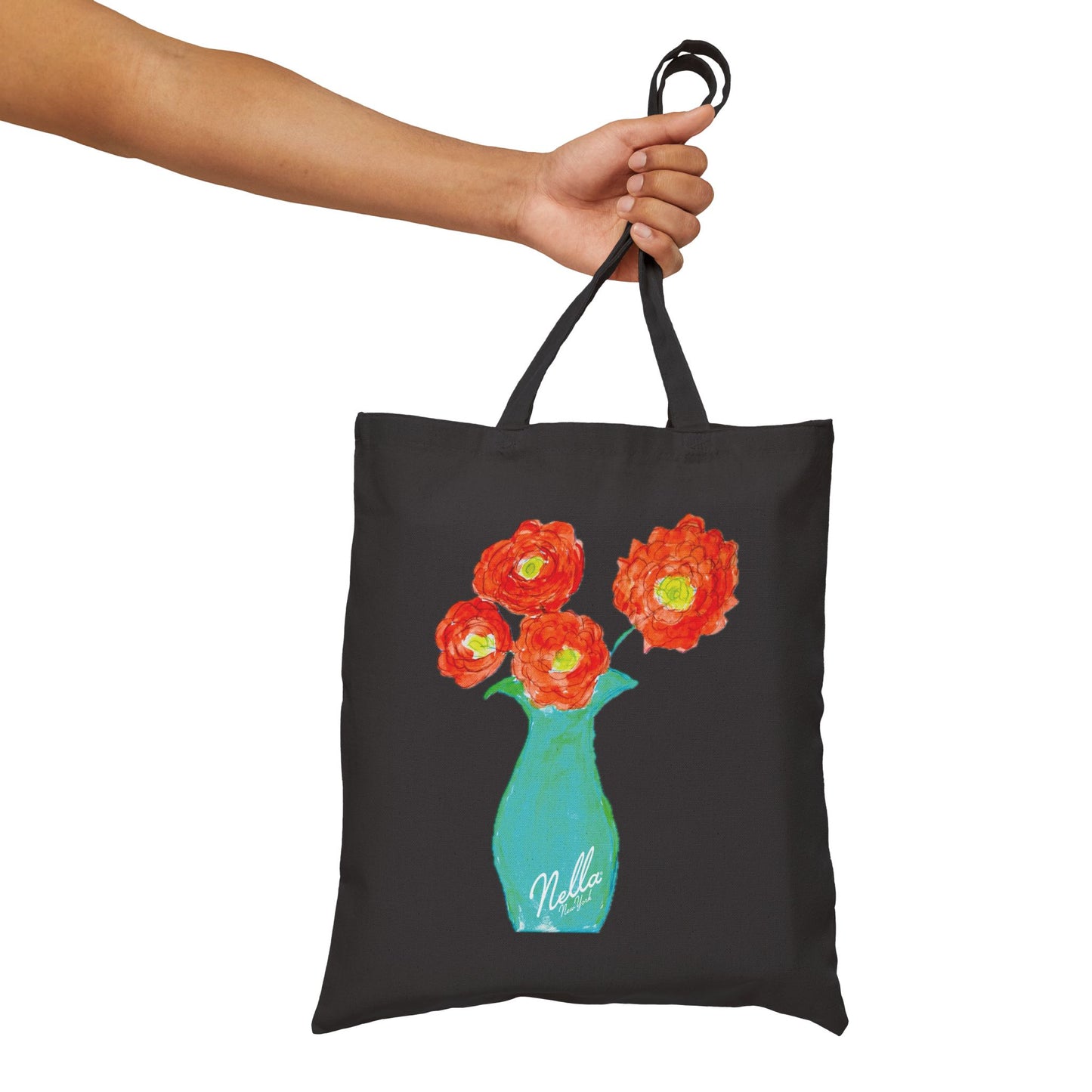 Floral Cotton Canvas Tote Bag - Stylish & Eco-Friendly Shopping Bag