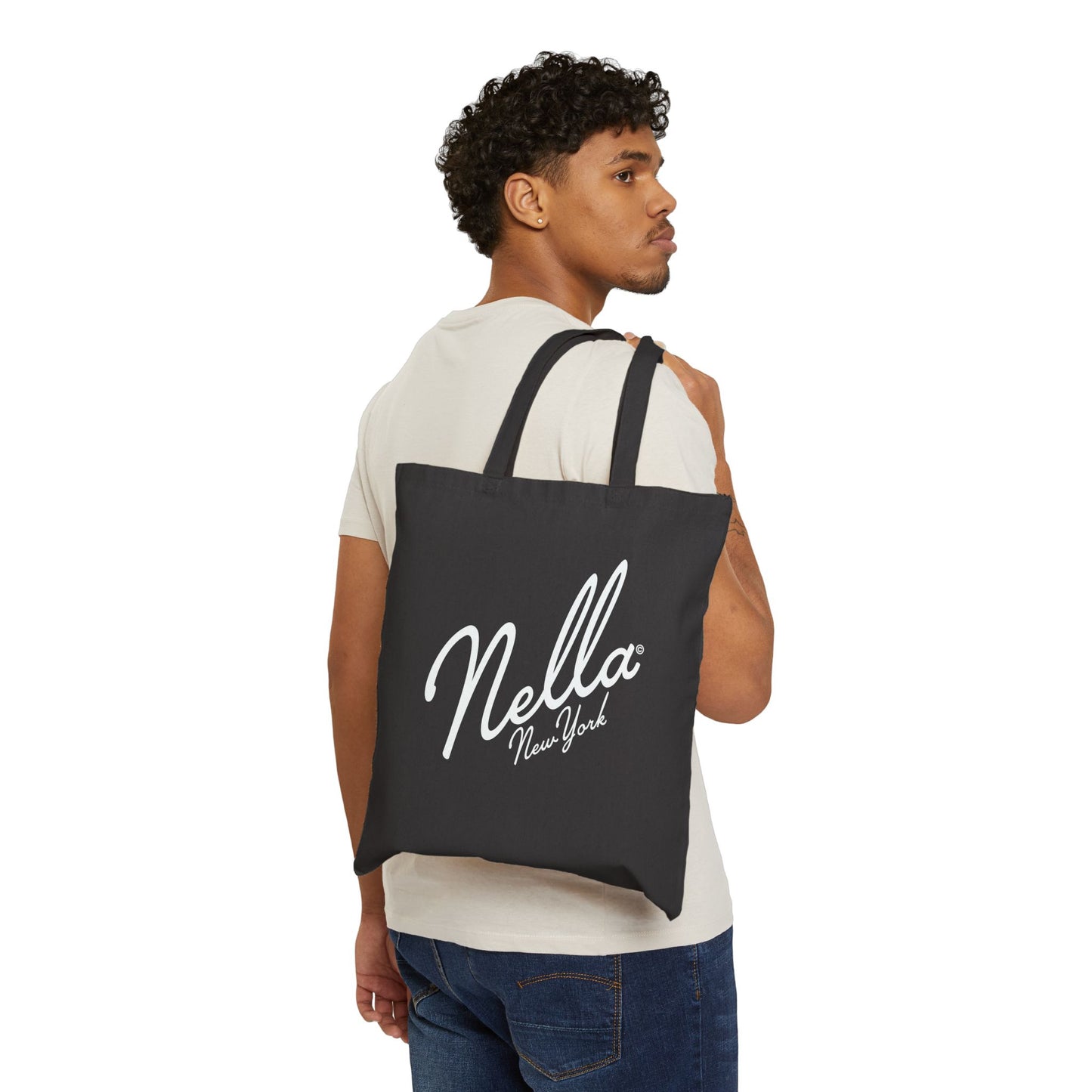 NELLA "SCRIPT BAG" Cotton Canvas Tote Bag