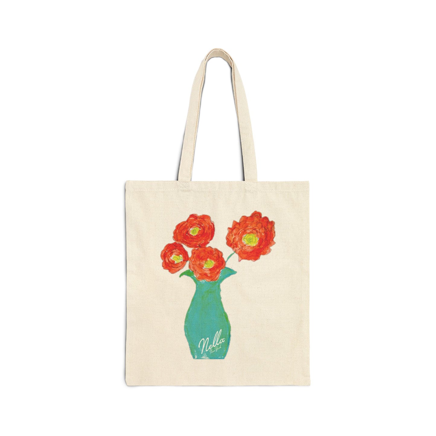 Floral Cotton Canvas Tote Bag - Stylish & Eco-Friendly Shopping Bag