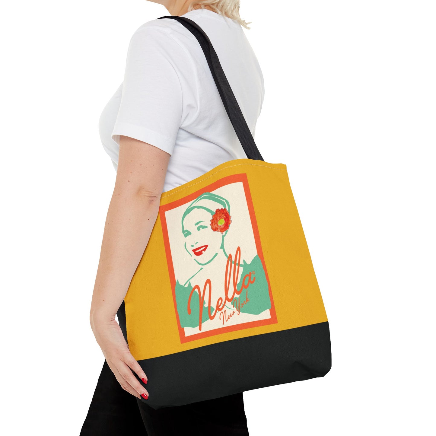 NELLA POSTCARD Retro Tote Bag - Goldenrod