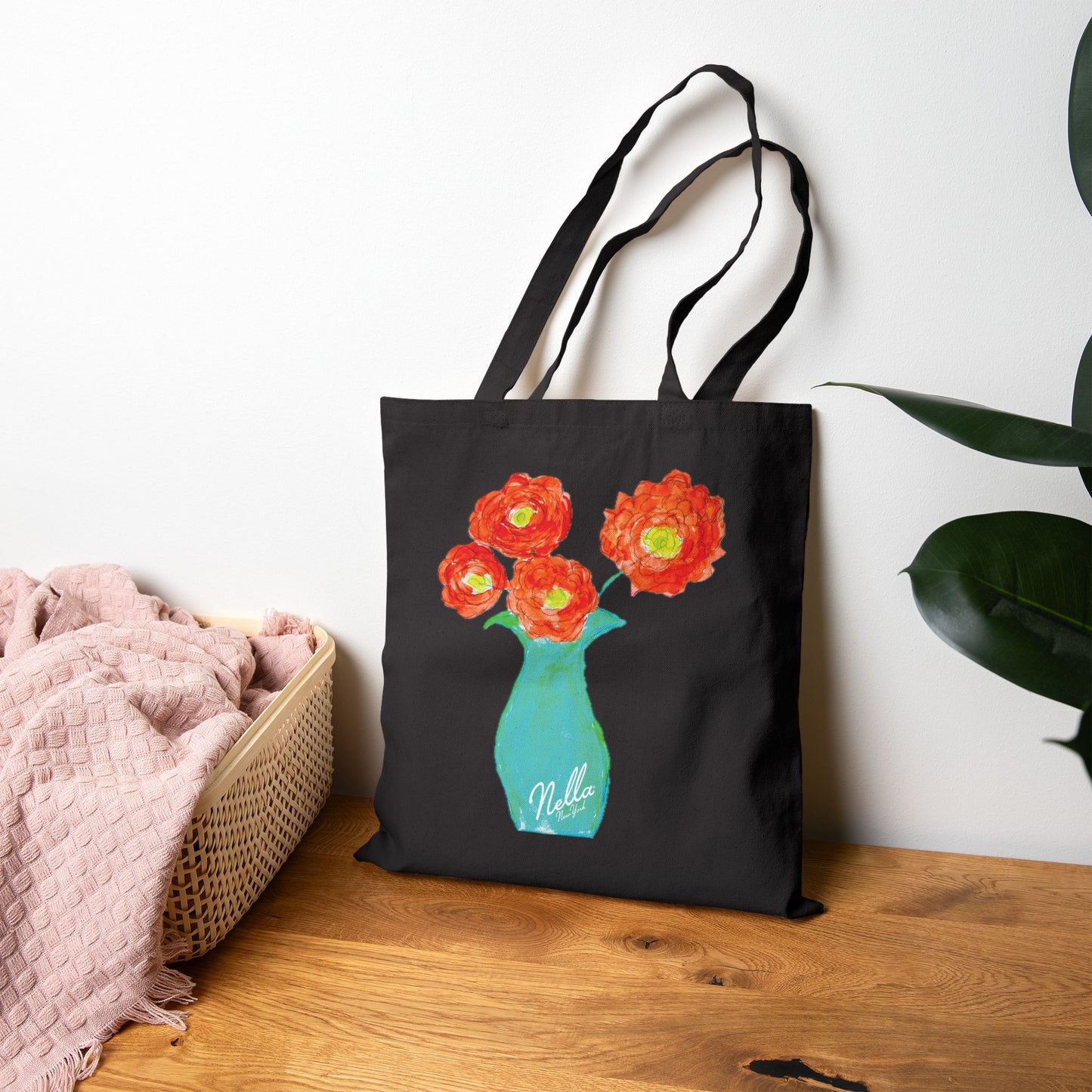 Floral Cotton Canvas Tote Bag - Stylish & Eco-Friendly Shopping Bag