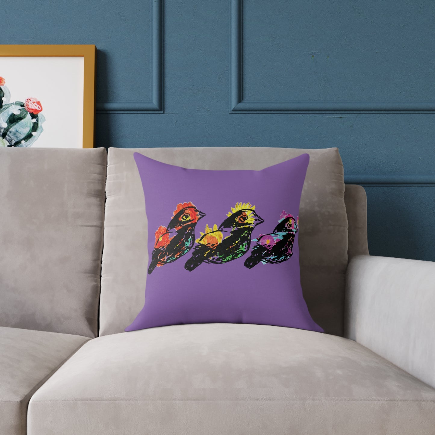 Colorful Bird Design Pillow, Vibrant Home Decor, Throw Pillow, Gift for Nature Lovers, Pillow for Living Room, Colorful Cushion