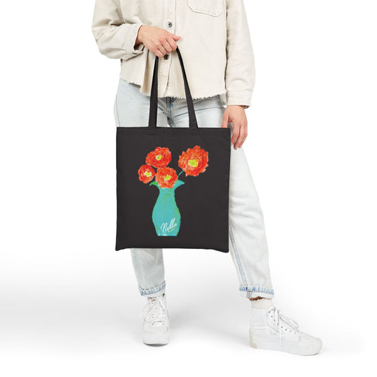 Floral Cotton Canvas Tote Bag - Stylish & Eco-Friendly Shopping Bag