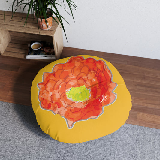 Round Floor Pillow - Saffron Poppy Flower Print by Nella, Stylish and Versatile Home Decor