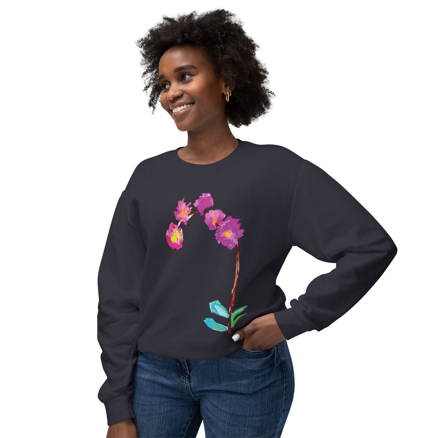 NELLA's ORCHID Art Crewneck Sweatshirt - Bold Statement for Indie Sleaze Style