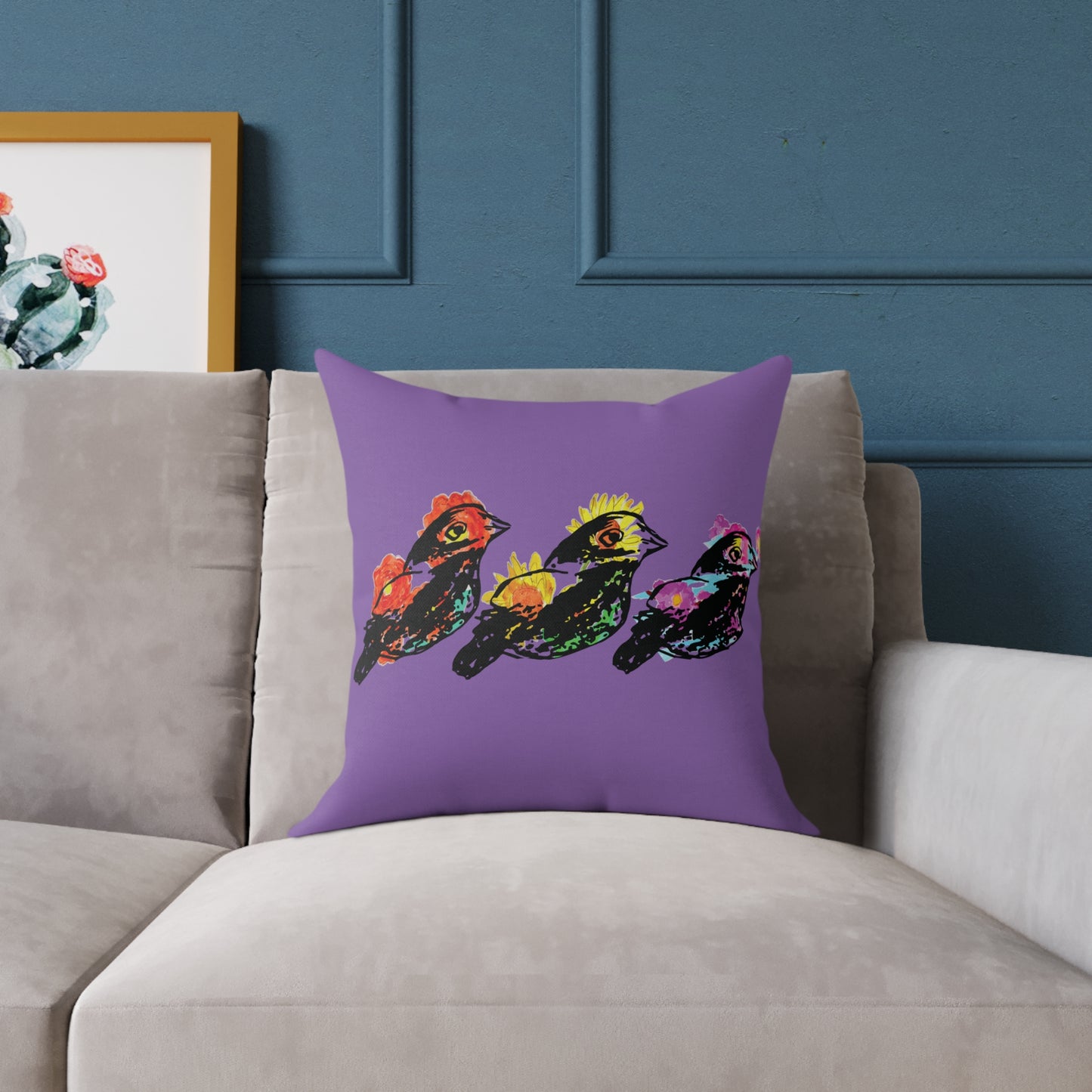 Colorful Bird Design Pillow, Vibrant Home Decor, Throw Pillow, Gift for Nature Lovers, Pillow for Living Room, Colorful Cushion