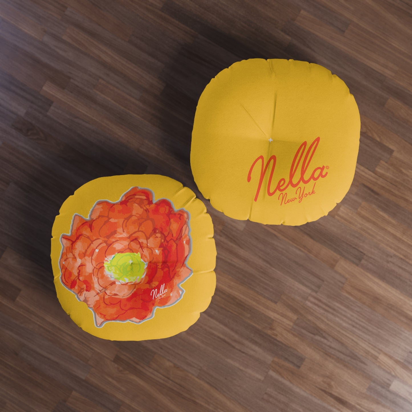 Round Floor Pillow - Saffron Poppy Flower Print by Nella, Stylish and Versatile Home Decor