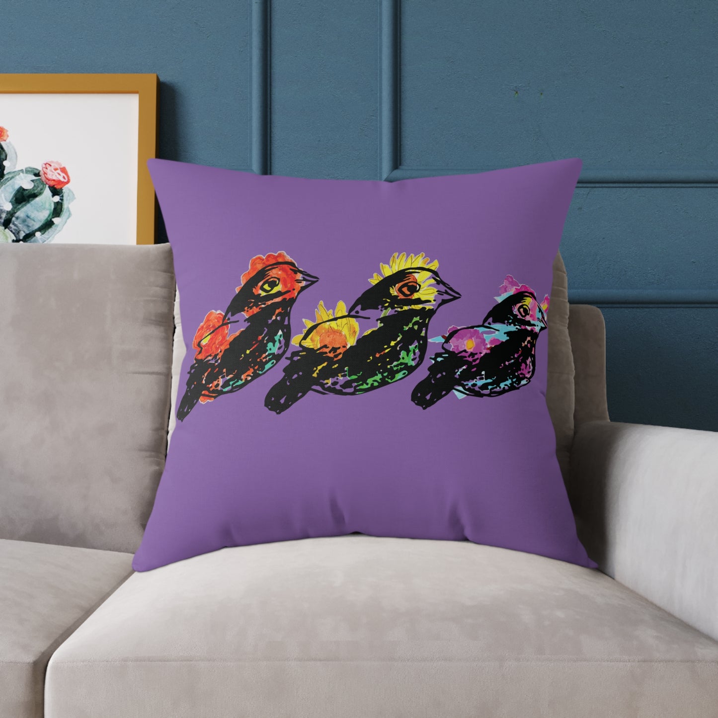 Colorful Bird Design Pillow, Vibrant Home Decor, Throw Pillow, Gift for Nature Lovers, Pillow for Living Room, Colorful Cushion