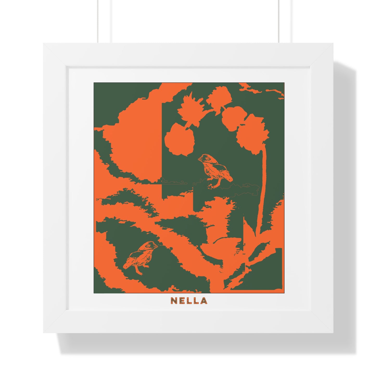 NELLA'S RUBY FLEURS N'BIRDS Framed Horizontal Poster