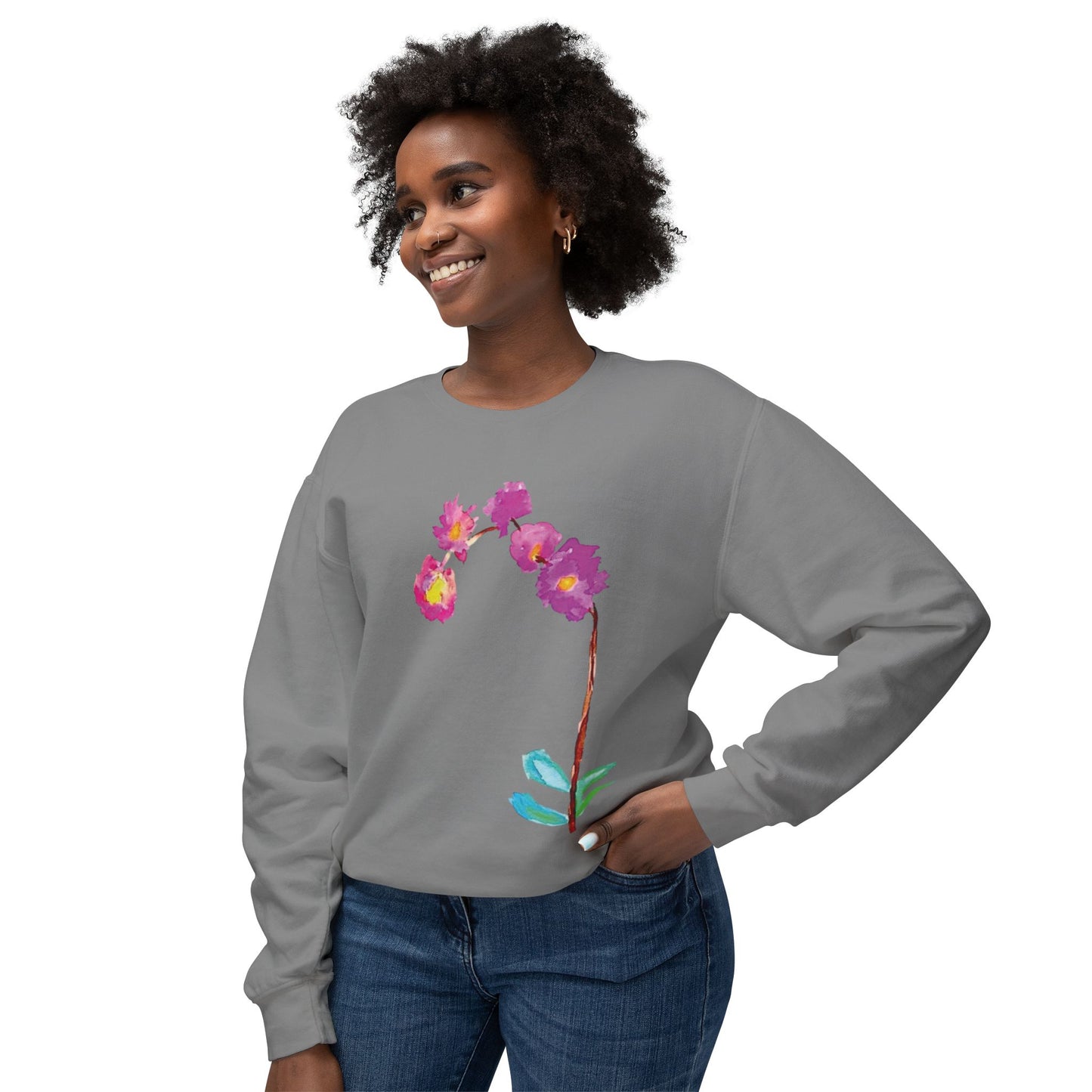 NELLA's ORCHID Art Crewneck Sweatshirt - Bold Statement for Indie Sleaze Style