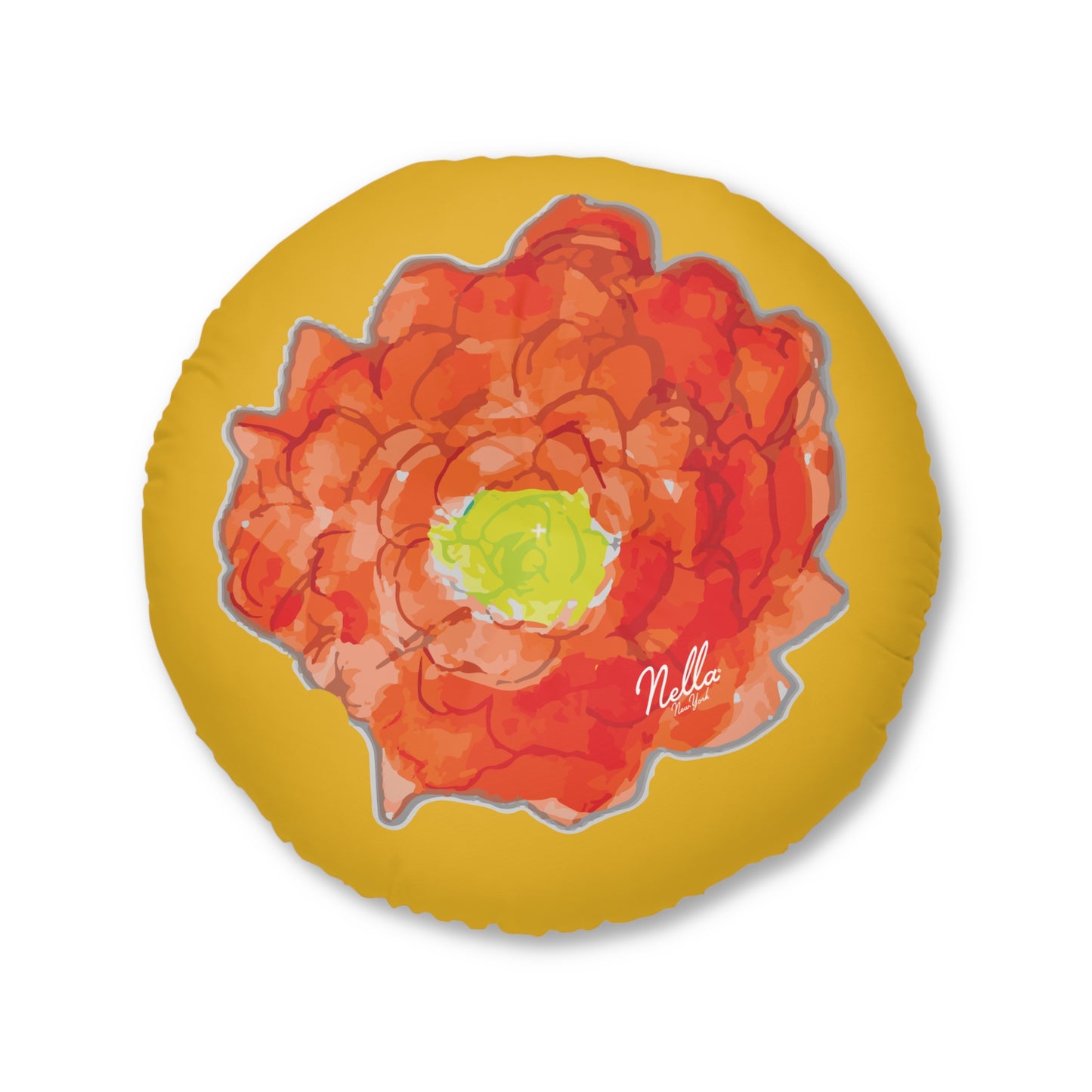 Round Floor Pillow - Saffron Poppy Flower Print by Nella, Stylish and Versatile Home Decor