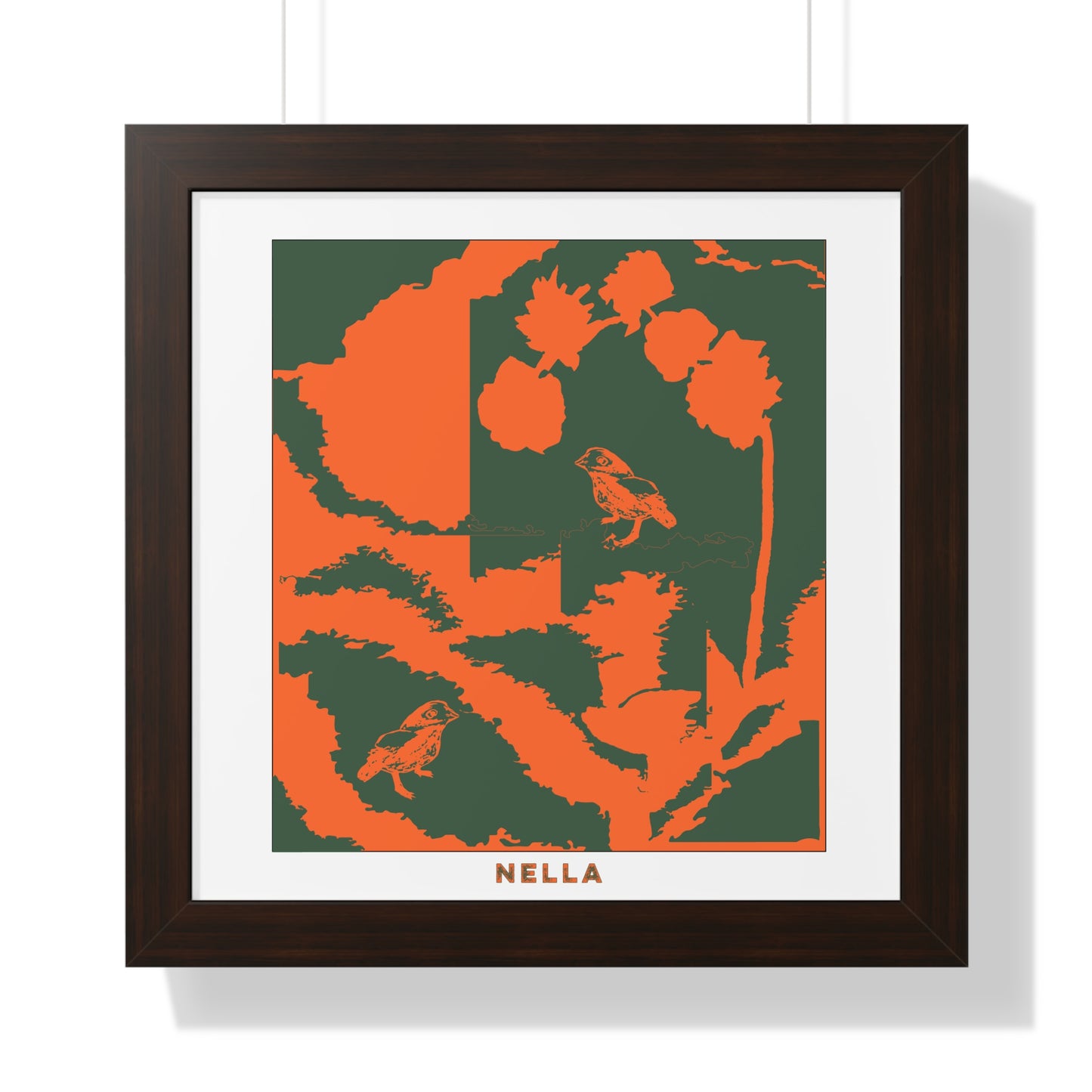 NELLA'S RUBY FLEURS N'BIRDS Framed Horizontal Poster