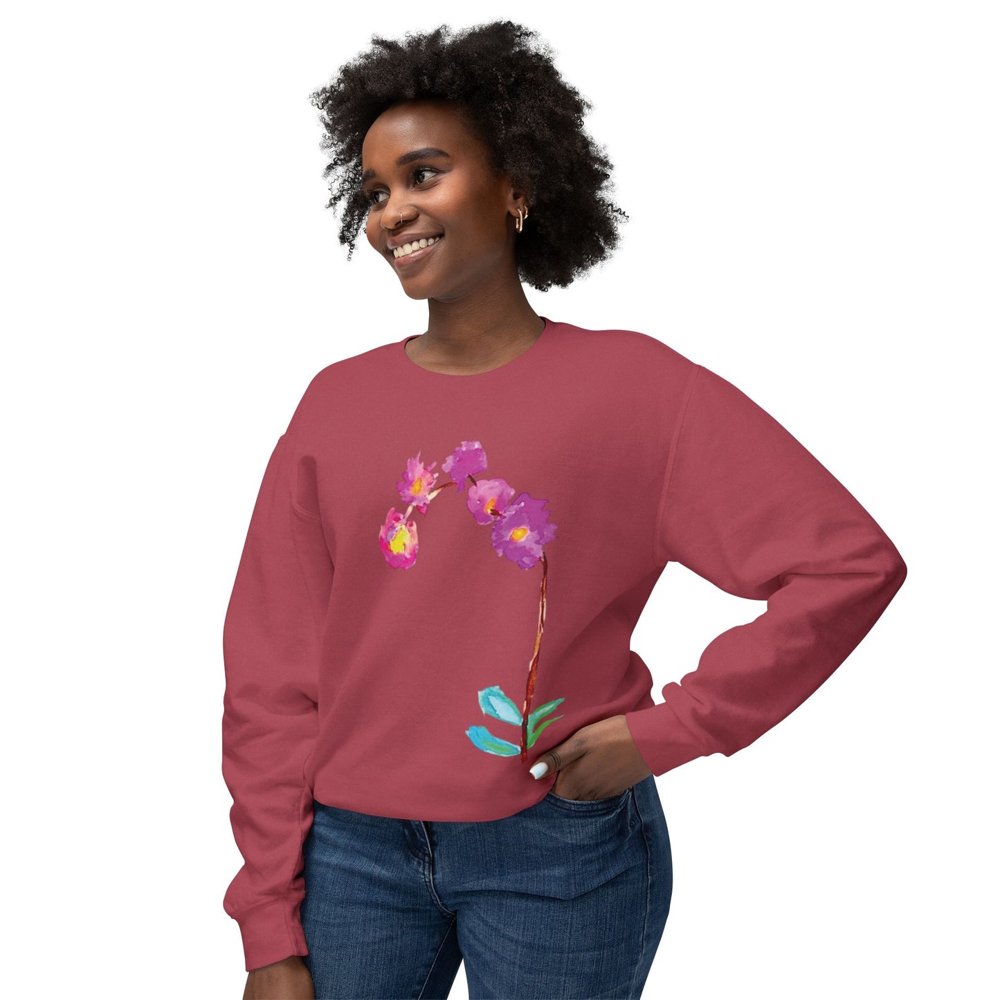 NELLA's ORCHID Art Crewneck Sweatshirt - Bold Statement for Indie Sleaze Style