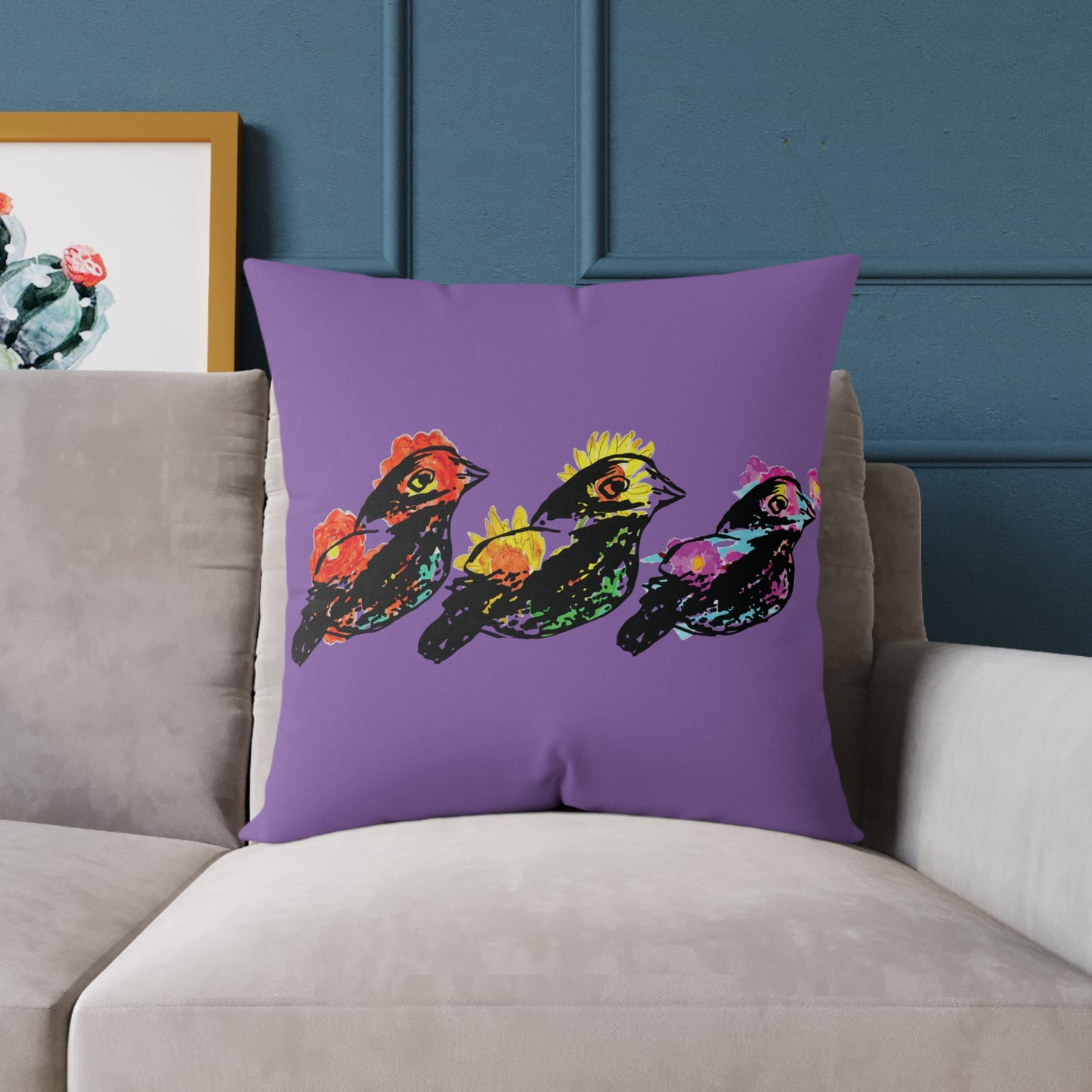 Colorful Bird Design Pillow, Vibrant Home Decor, Throw Pillow, Gift for Nature Lovers, Pillow for Living Room, Colorful Cushion