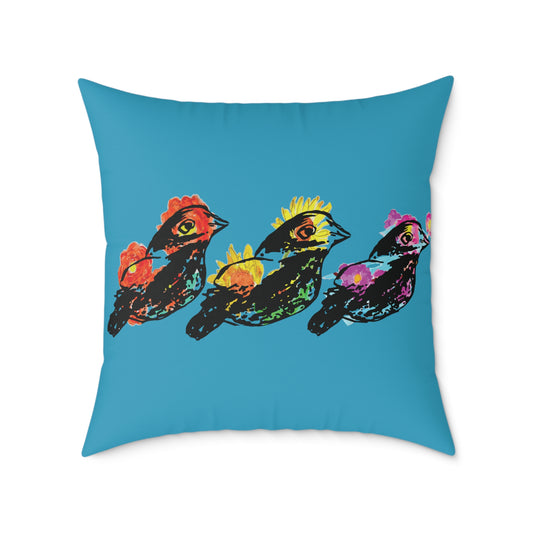 Colorful Bird Design Pillow, Vibrant Home Decor, Throw Pillow, Gift for Nature Lovers, Pillow for Living Room, Colorful Cushion