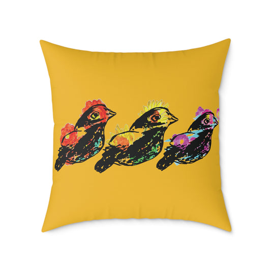 Colorful Bird Design Pillow, Vibrant Home Decor, Throw Pillow, Gift for Nature Lovers, Pillow for Living Room, Colorful Cushion