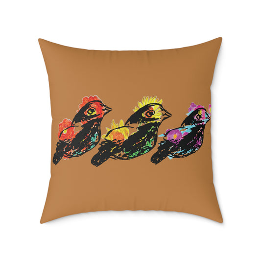 Colorful Bird Design Pillow, Vibrant Home Decor, Throw Pillow, Gift for Nature Lovers, Pillow for Living Room, Colorful Cushion