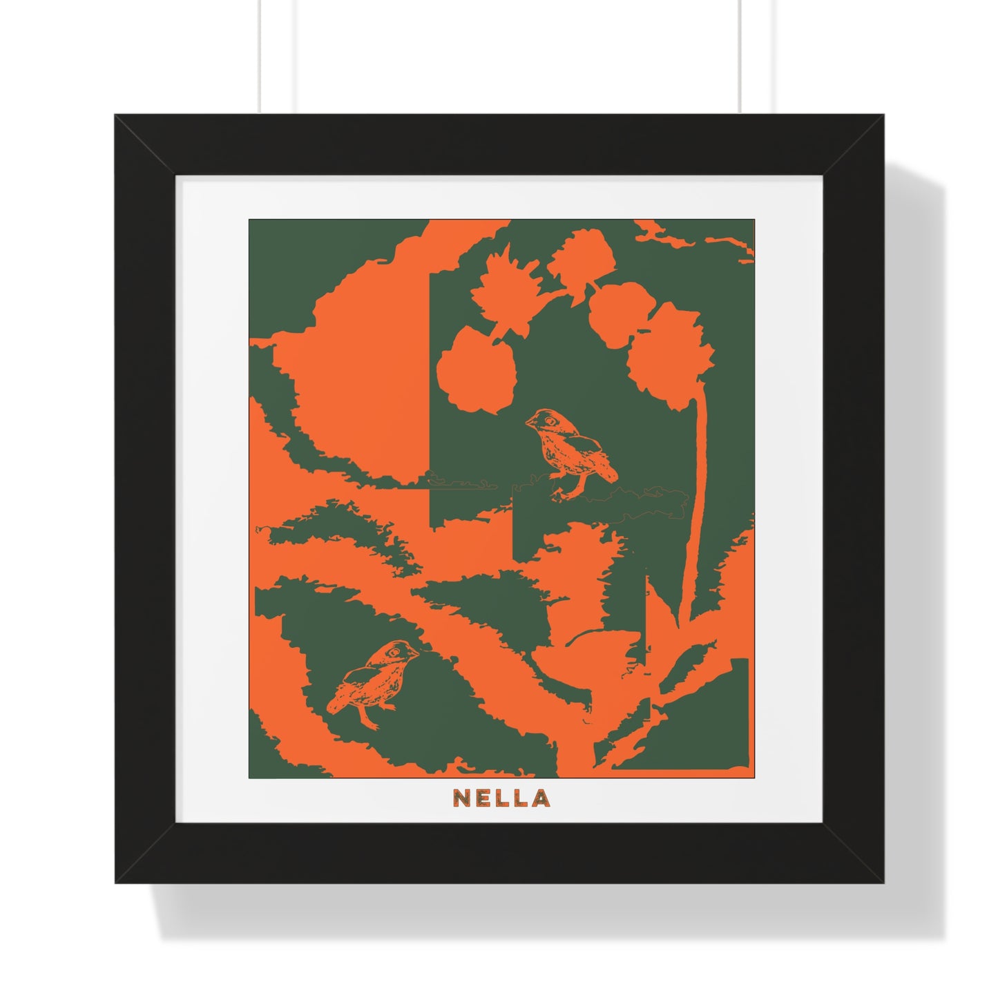 NELLA'S RUBY FLEURS N'BIRDS Framed Horizontal Poster