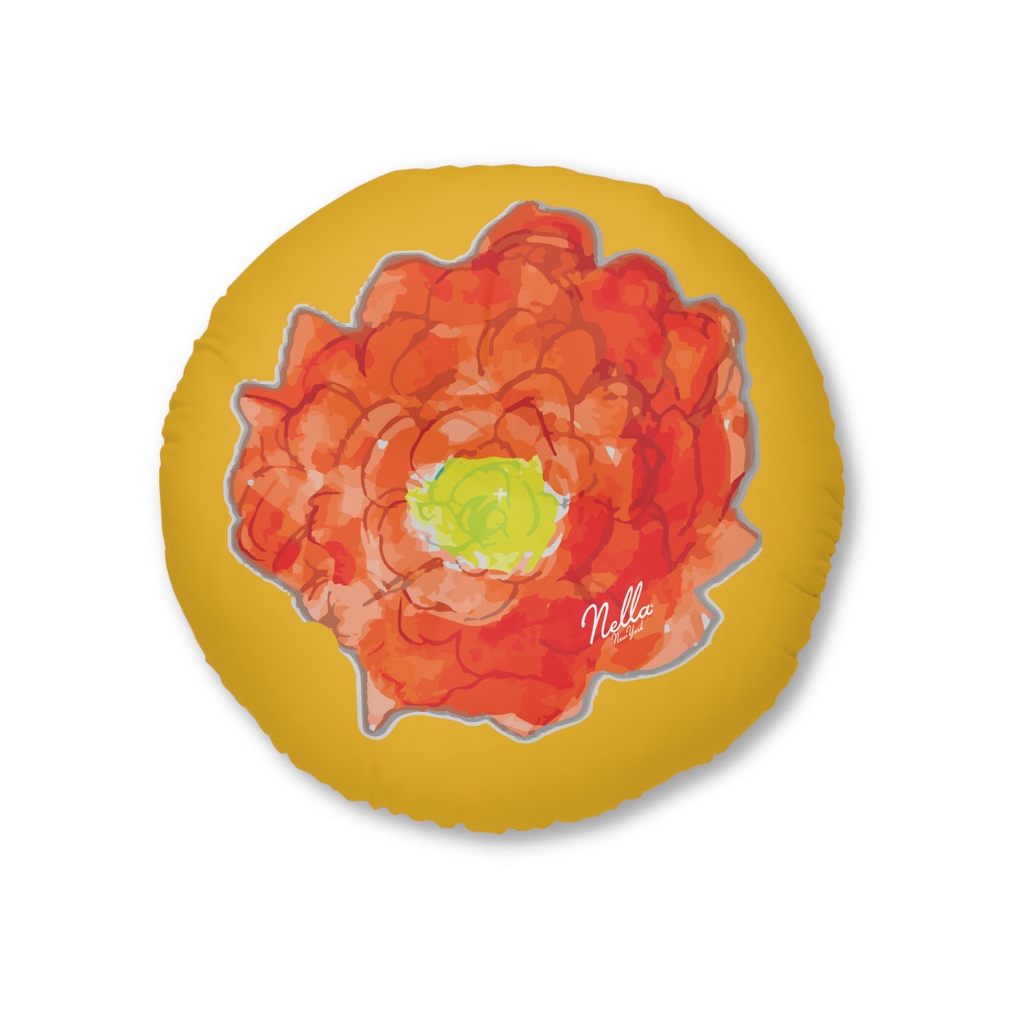 Round Floor Pillow - Saffron Poppy Flower Print by Nella, Stylish and Versatile Home Decor